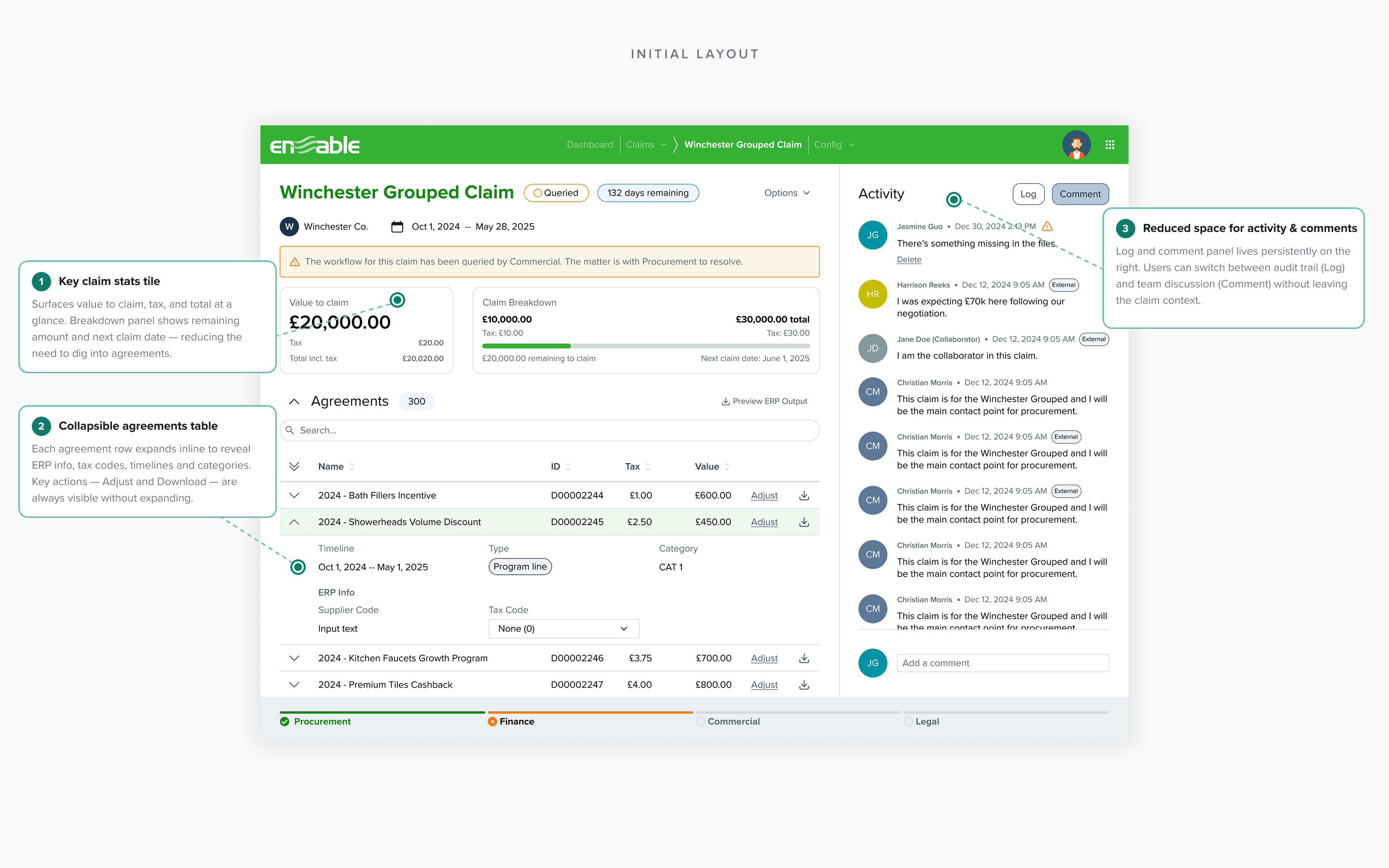 Iteration 1 — initial layout exploration