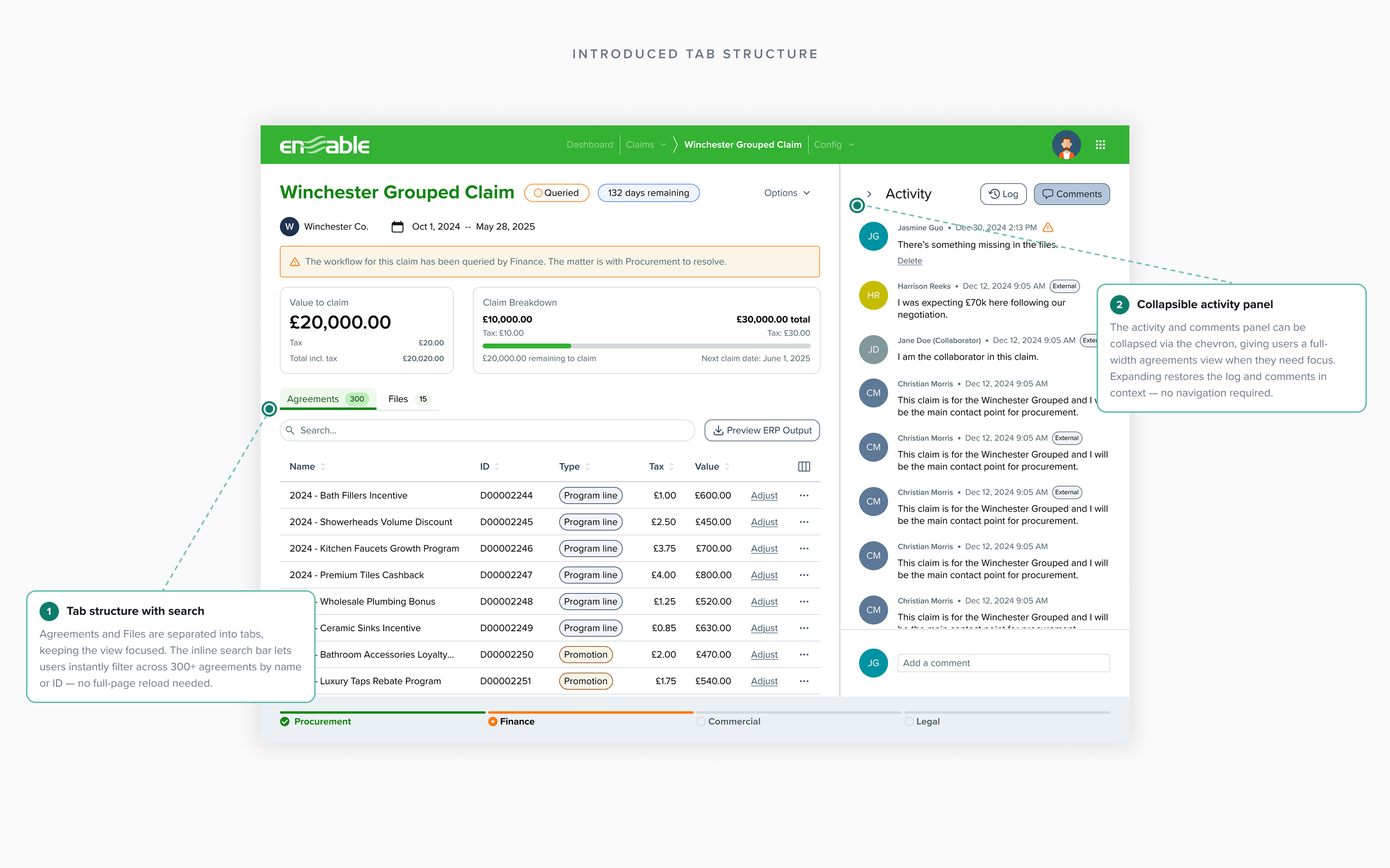 Iteration 2 — refined layout with tabbed structure