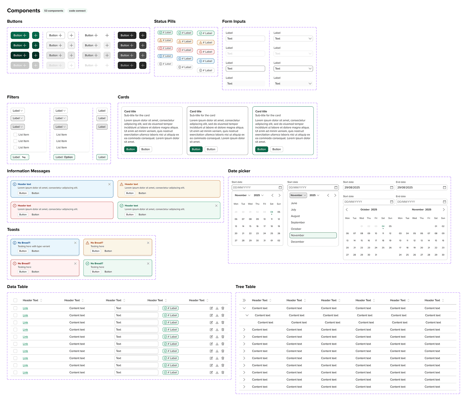 Enable component library overview — 53 components
