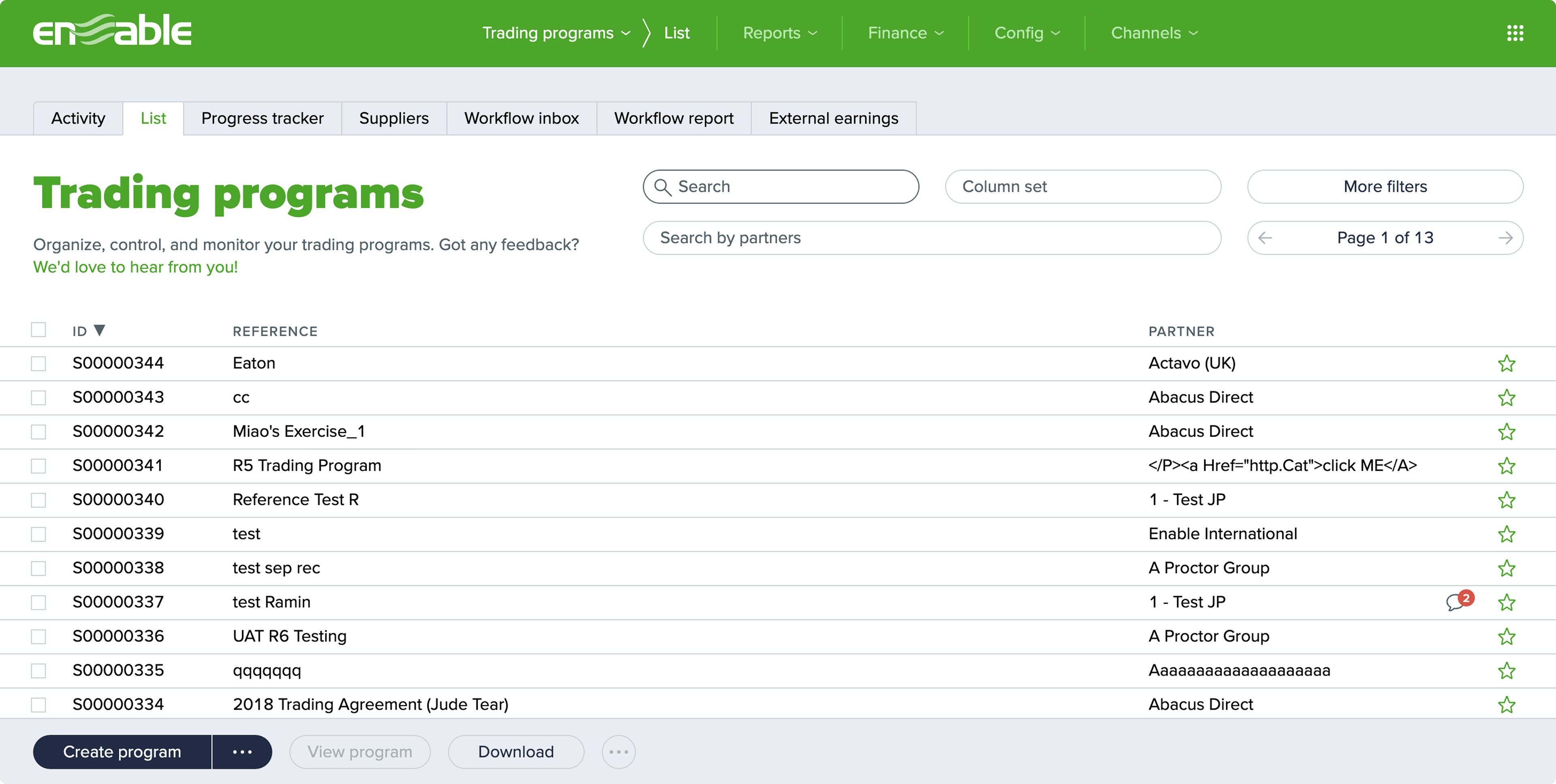 Legacy Trading Programs UI — V1