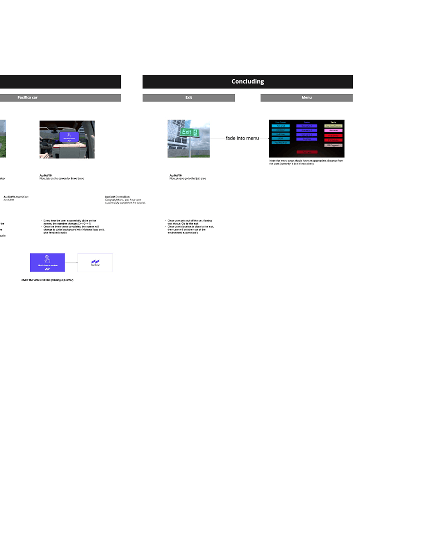 Storyboard — Pause Car and Concluding sections